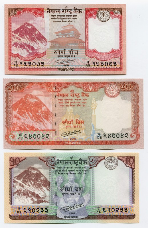 Nepal 5, 10, 20, 50 & 100 Rupees 2015 -2019
UNC; Set 5 Pcs
