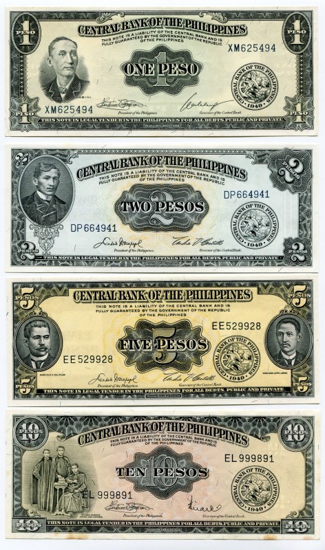 Philippines 1-2-5-10 Pesos 1949
UNC