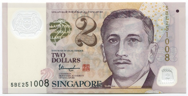 Singapore 2 Dollars 2005
P# 46f; № 5BE 251008; UNC; Polymer