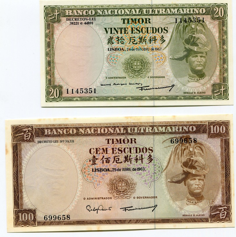 Timor 20 & 100 Escudos 1963-1963
UNC