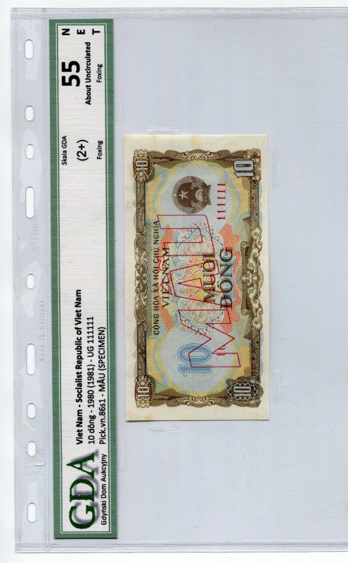 Vietnam 10 Dong 1980 Specimen
P# 86s1; UNC