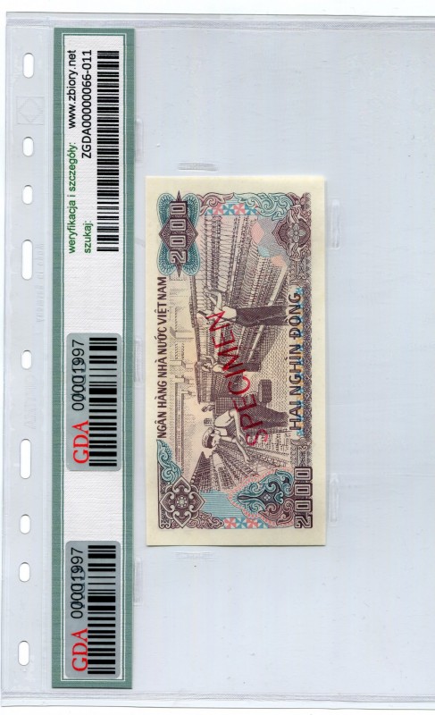 Vietnam 2000 Dong 1988 Specimen
P# 107s1; UNC