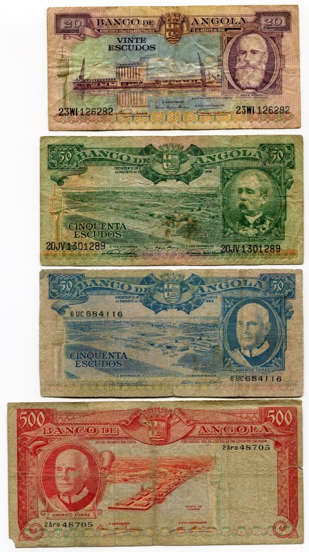 Angola 5-50-50-500 Escudos 1956-1962-1970
F/VF