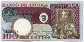Angola 100 Escudos 1973
P# 106; № TU 25328; UNC; "Luís de Camões"
