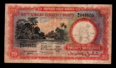 British West Africa 20 Shillings 1953 Rare
P# 10a; B/L 649620; VF.