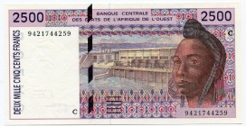 Burkina Faso 2500 Francs 1995 Rare
P# 312C; UNC.