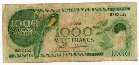 Burundi 1000 Francs 1988
P# 31d; aVF.