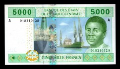 Central African States Gabon 5000 Francs 2001
P# 409A; 018210128; UNC.