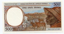 Chad 500 Francs 1990
P# 601P; UNC.