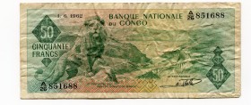 Congo 50 Francs 1962
P# 5a; VF.