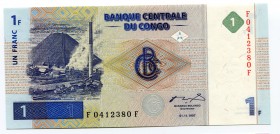 Congo 1 Franc 1997 Rare
P# 85a; UNC.