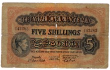 East African Currency Board 5 Shillings 1939
P# 28a; F
