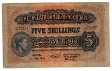 East Africa 5 Shillings 1941 1-st July 1941
P# 28; F-VF