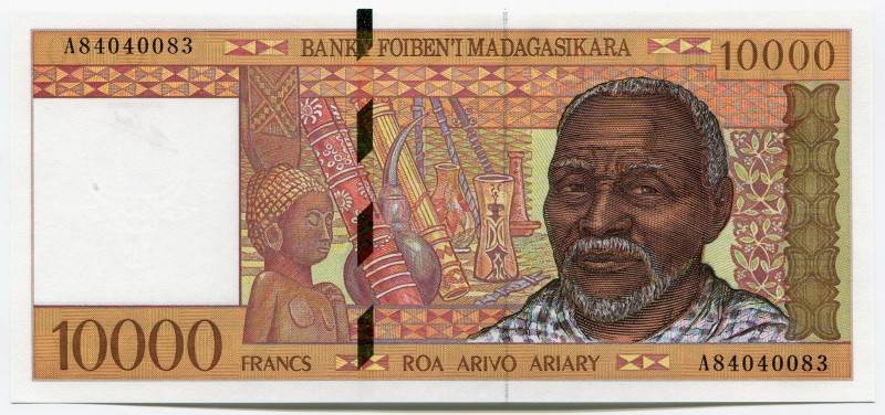 Madagascar 10000 Francs 1995
P# 79; UNC