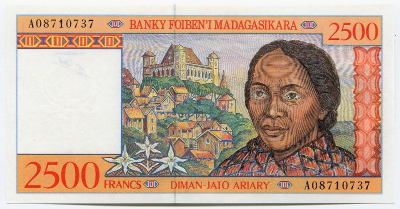 Madagascar 2500 Francs 1998
P# 81; UNC