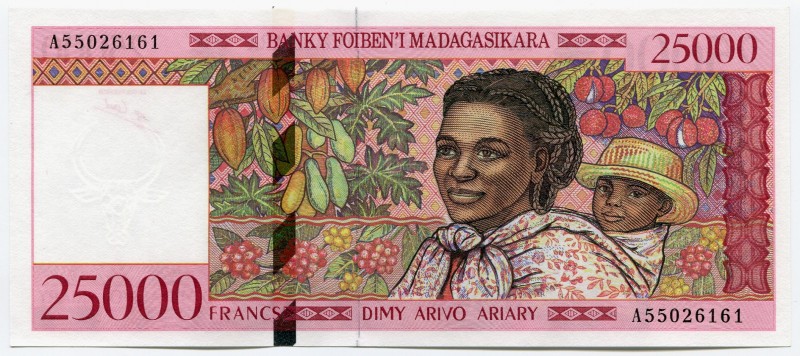 Madagascar 25000 Francs 1998
P# 82; UNC