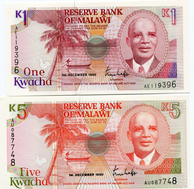 Malawi 1 & 5 Kwacha 1990
UNC