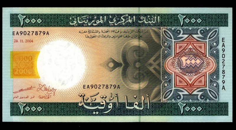 Mauritania 2000 Ouguiya 2004
P# 14a; EA9027879A; UNC.