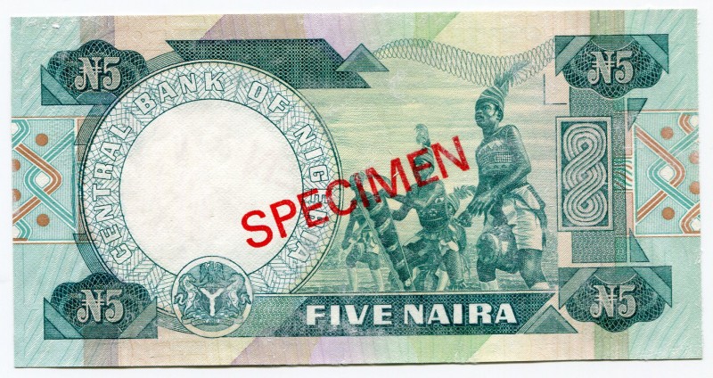 Nigeria 5 Naira 1979 A1000000 Specimen
P# 20s; UNC.