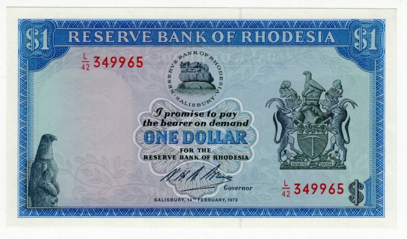 Rhodesia 1 Dollar 1973 Better Dates
P# 30; UNC