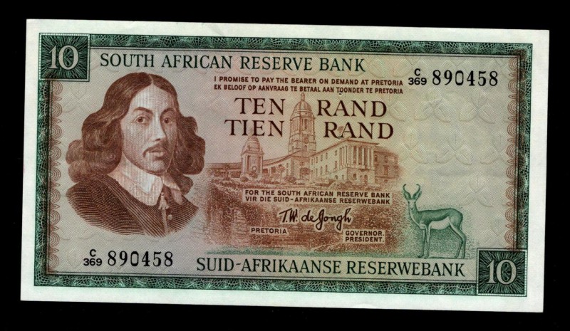 South Africa 10 Rand 1966 English Text
P# 113c; C/369 890458; aUNC.