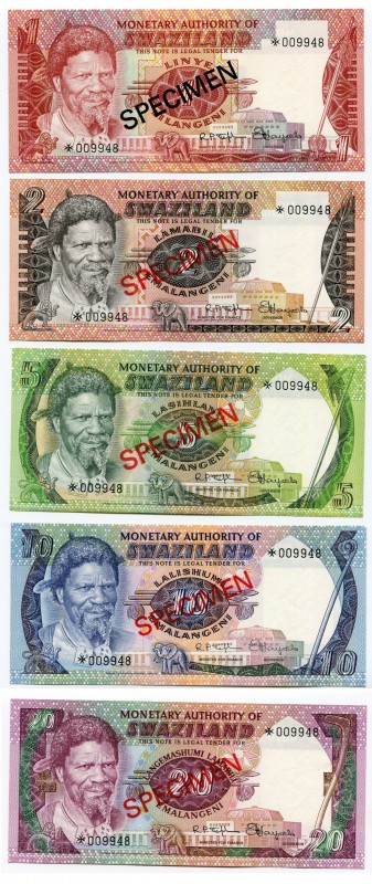 Swaziland 1-2-5-10-20 Emalangeni 1978 Franklins Specimen
UNC