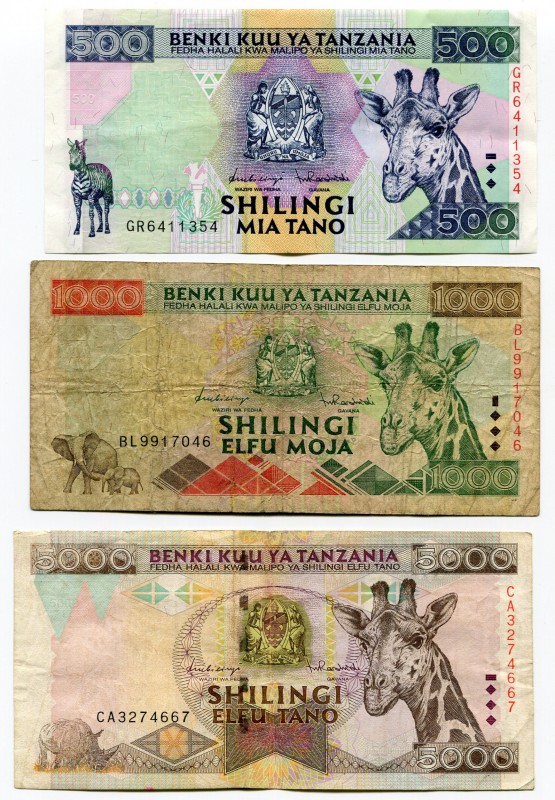 Tanzania 500-1000-5000 Shilingi 1997
VF-UNC