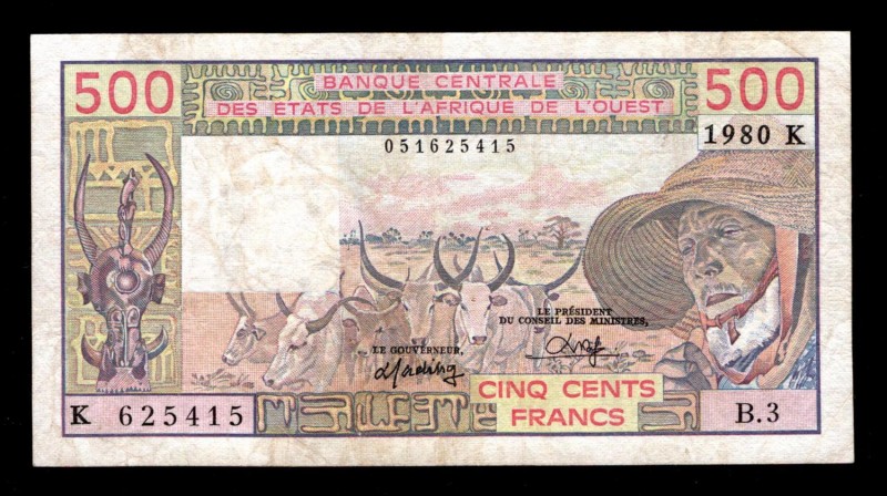 West African States Senegal 500 Francs 1980
P# 705Kb; 051625415; VF.