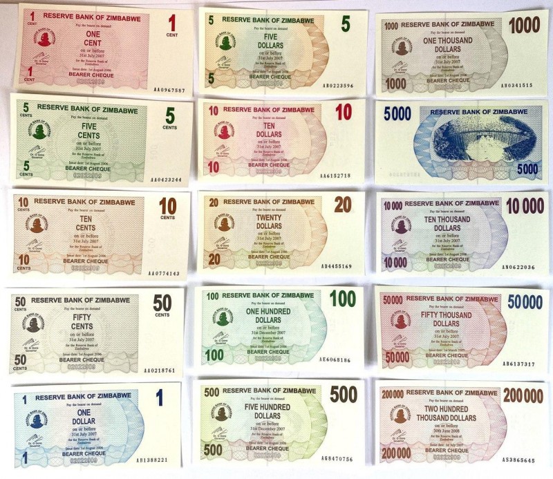 Zimbabwe 14 Pcs Set 1-50 Billion 2008
UNC