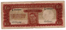 Australia 10 Pounds 1942 Rare
P# 28b; AVF