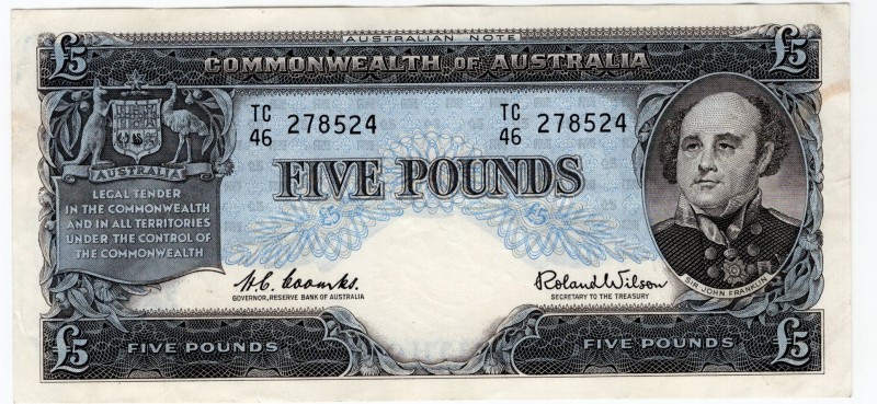 Australia 5 Pounds 1953-1960
P# 31; XF