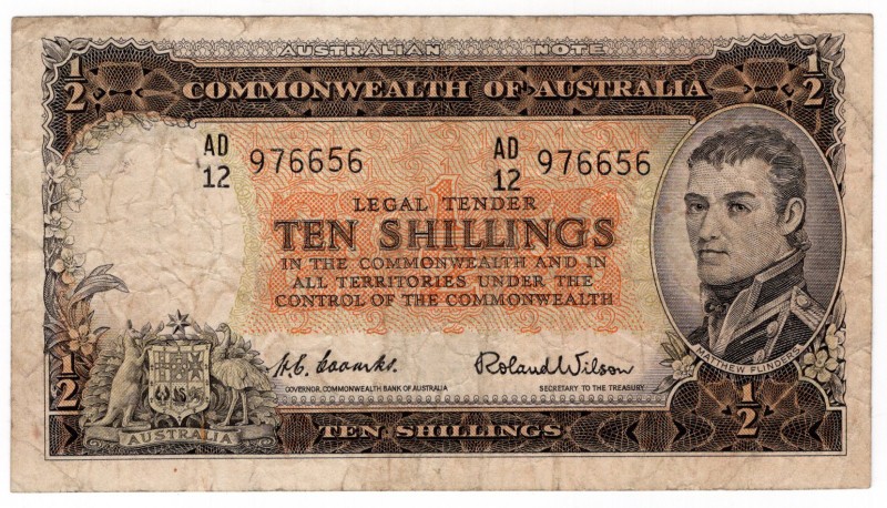 Australia 10 Shillings 1954-1960
P# 29; VF