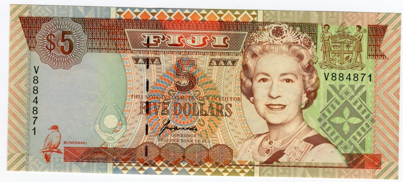 Fiji 5 Dollars 1998
P# 101; UNC