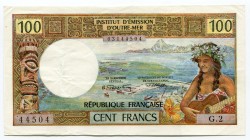 New Caledonia 100 Francs 1973 Noumea
P# 63b; XF+