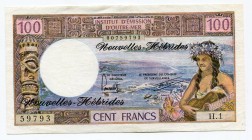 New Hebrides 100 Francs 1970
P# 18a; AUNC