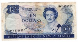 New Zealand 10 Dollars 1985-1989
P# 172b; VF