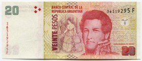 Argentina 20 Pesos 2013
P# 355b; UNC; "Juan Manuel de Rosas"