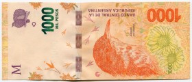 Argentina 1000 Pesos 2017
P# 366; № 01500250 A; UNC; Serie A