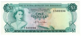 Bahamas 1 Dollar 1974 First Prefix
P# 35; XF+
