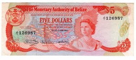 Belize 5 Dollars 1976 J1 Prefix
P# 35b; GVF