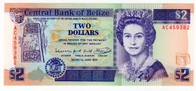 Belize 2 Dollars 1991
P# 52b; UNC