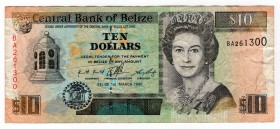 Belize 10 Dollars 1996
P# 59; VF