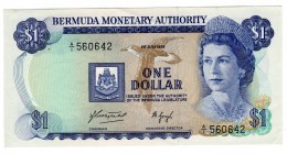 Bermuda 1 Dollar 1975 A1 Prefix
P# 28a; AUNC