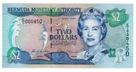 Bermuda 2 Dollars 2000 C1 Prefix & Low
P# 50a; UNC