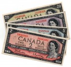 Canada 2-5-10-20 Dollars 1954
VF-XF