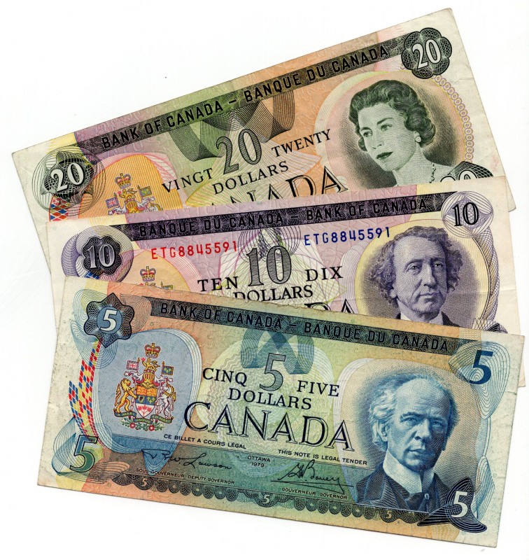 Canada 5-10-20 Dollars 1971-1979
VF