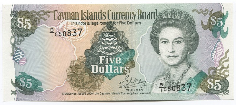 Cayman Islands 5 Dollars 1996
P# 17; № B/1 550837; UNC