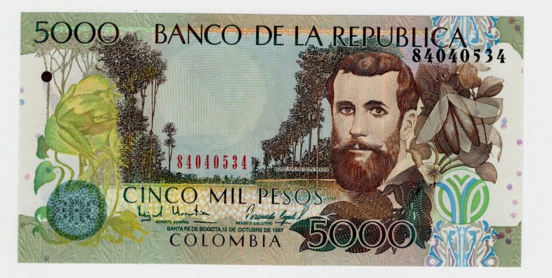 Colombia 5000 Pesos 1997
P# 447a; UNC