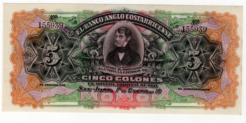 Costa Rica 5 Colones 1900
UNC