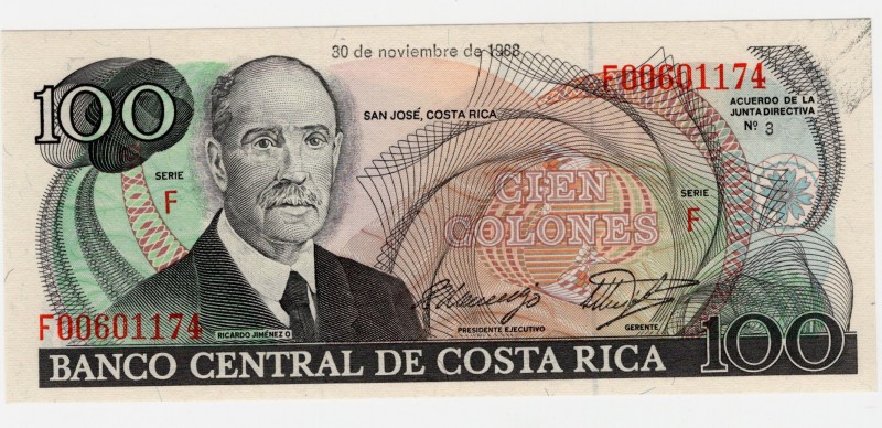 Costa Rica 100 Colones 1988
P# 254a; aUNC